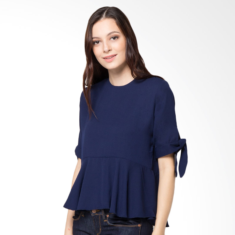 Lavabra Collection Helena Wave Crepe Top - Navy