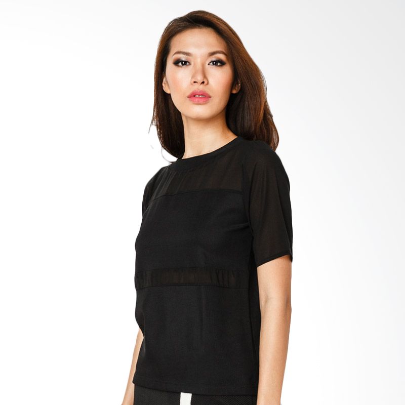 Lovadova Indonesia Segmented Shirt Black Atasan Wanita