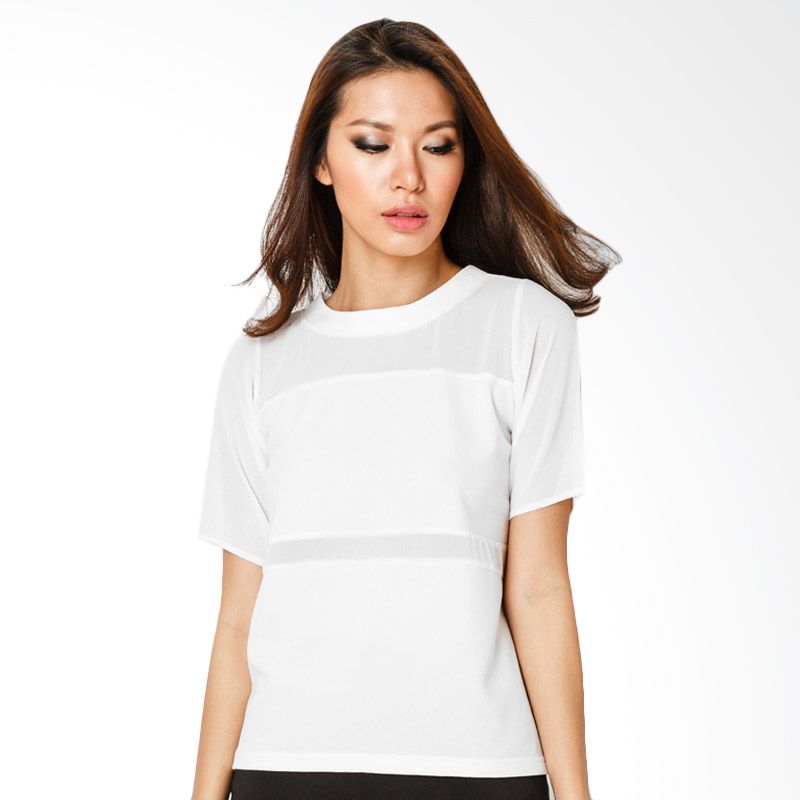 Lovadova Indonesia Segmented Shirt White Atasan Wanita