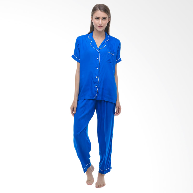 Madeleine Piyama Electric Long Pajamas Baju Tidur - Blue