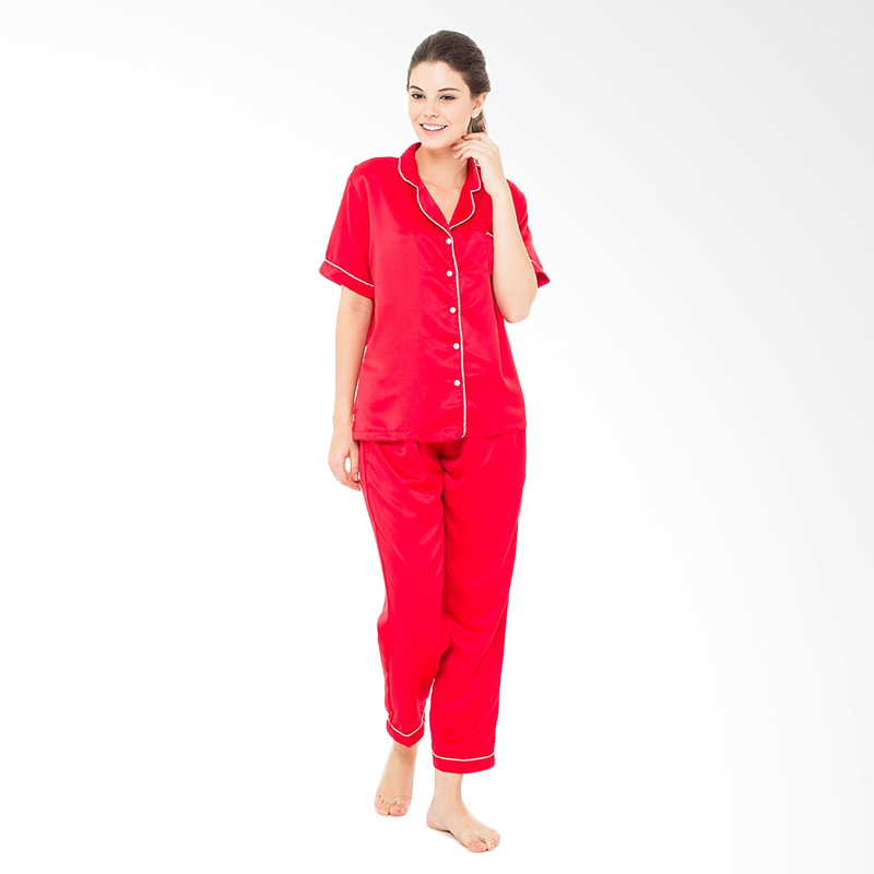 Madeleine's Silk Long Pajama Set - Red