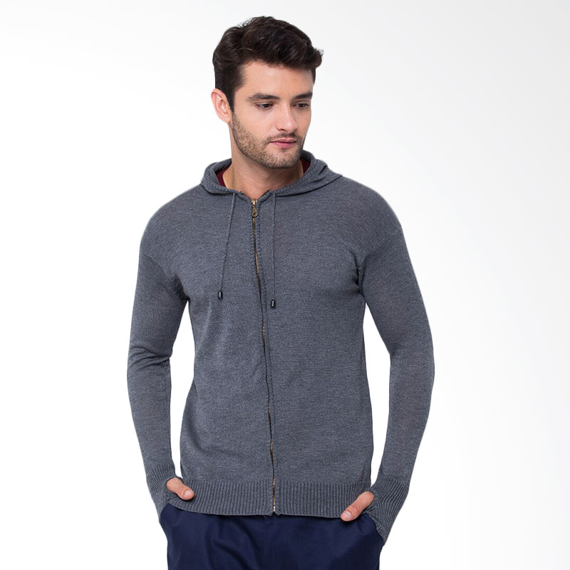 Magnificents Knitted with Hoodie MGB37 Cardigan Pria - Grey