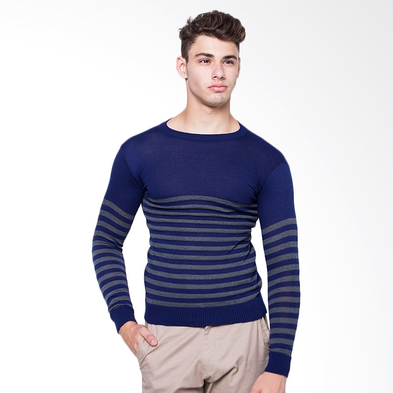 Magnificents Listed slim Fit Sweater Pria - Navy