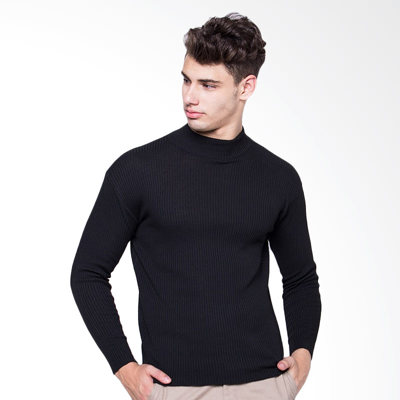 Magnificents Man High Neck Sweater Pria - Black