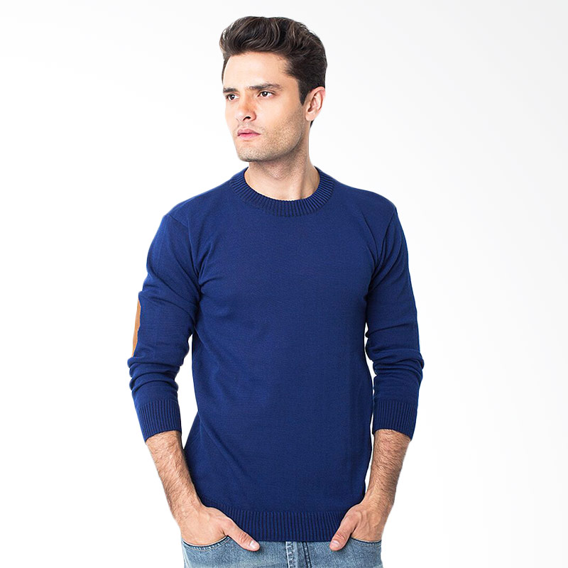 Magnificents With Elbow Patches MGB29 Sweater Pria - Navy