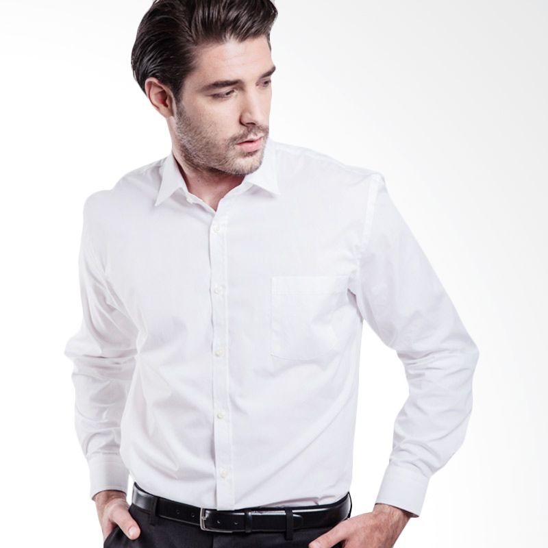 Jual Manly Fiedler Slim Fit Plain White Kemeja Pria di Seller Manly