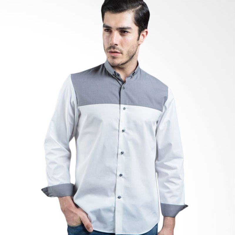 Jual Manly Trenton Slim Fit Plain Shirt With Combination