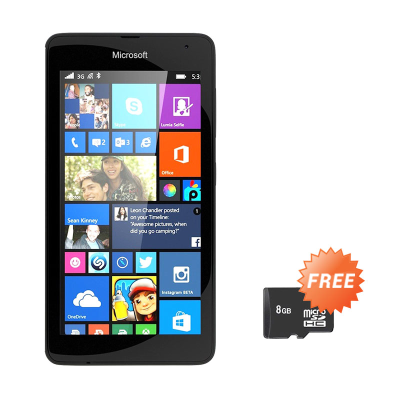 Microsoft Lumia 535 Smartphone - Black [8 GB] + Free MicroSD 8GB