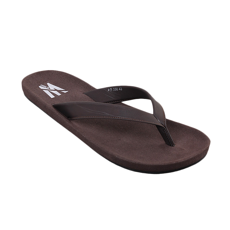 Minarno Basic Faux Leather Sandals Pria - Brown