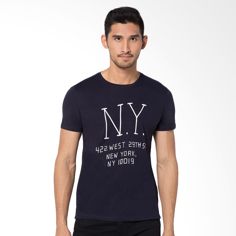 Minarno NY 422 West S-S Tee Men T-shirt - Navy Extra diskon 7% setiap hari Extra diskon 5% setiap hari