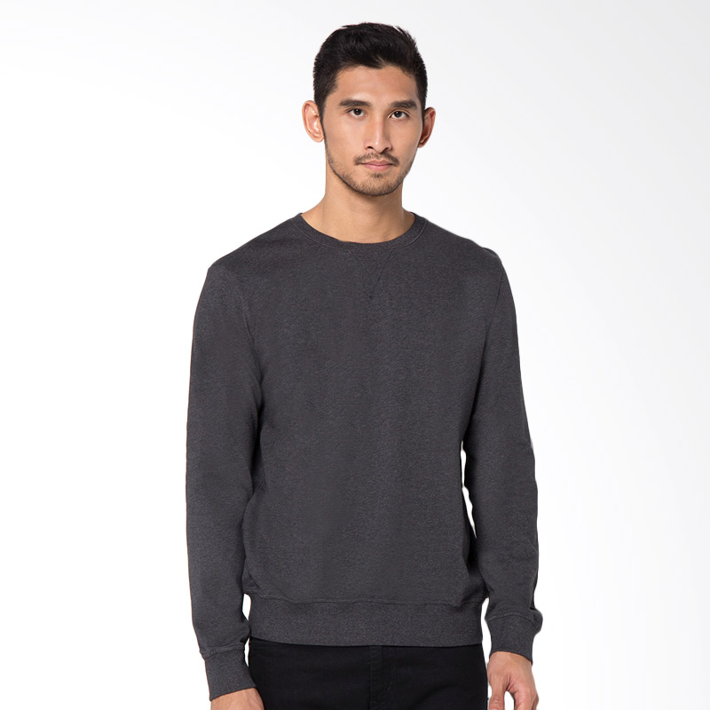 Minarno Basic Sweater Pria - Dark Grey