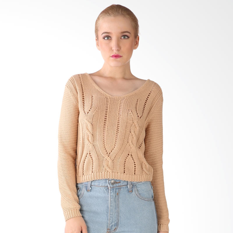 MKY Alissa Cable Cropped Sweater - Beige