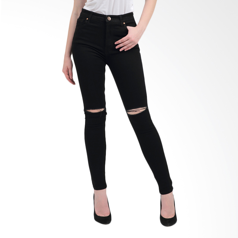 MKY Clothing Jessie Ripped Skinny Jeans - Black
