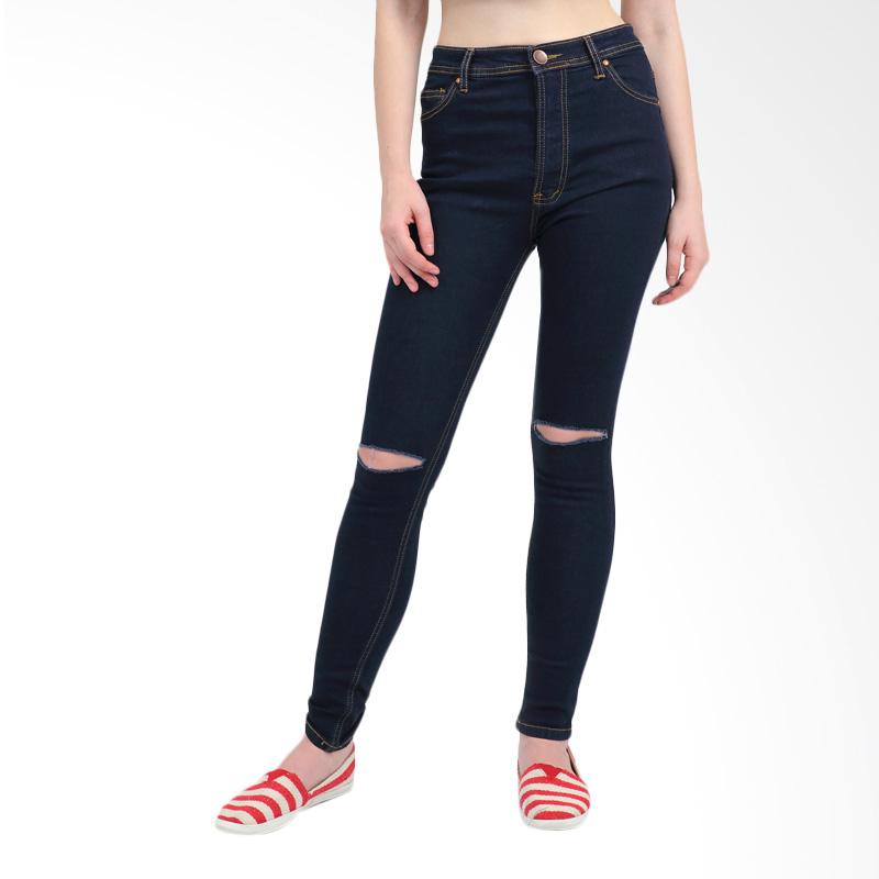 MKY Clothing Jessie Ripped Skinny Jeans - Navy