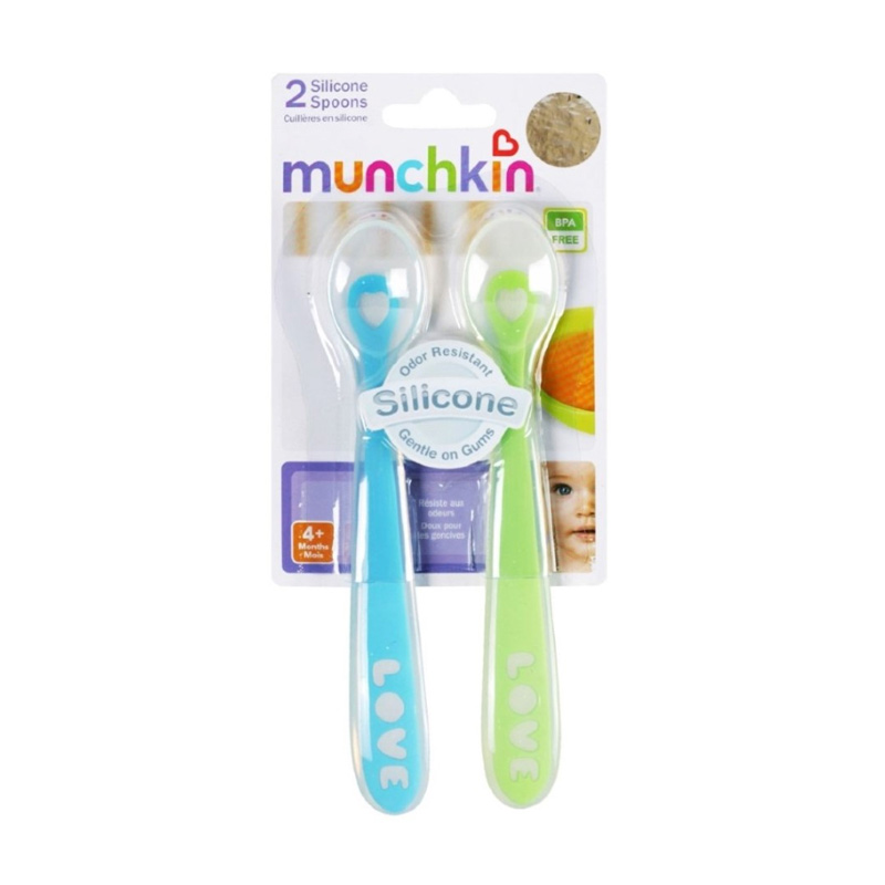 jual munchkin 2pk silicone spoon green blue mk 7106 alat jual munchkin 2pk silicone spoon green blue mk 7106 alat