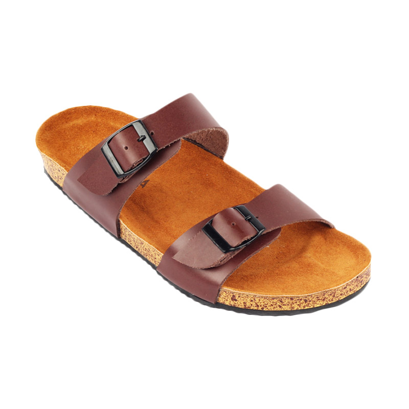 Navara Abel Leather Sandal Pria - Brown