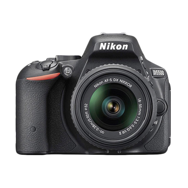 Nikon D5500 Kit AF-S 18-55mm VR II - 20 MP - Hitam + Anti Gores + Filter + Tas + Sandisk 16GB
