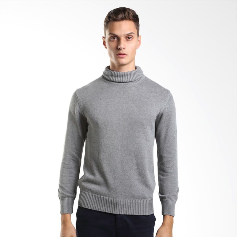 Noir Sur Blanc Men Vettel Rollneck Grey m79 Sweater Pria