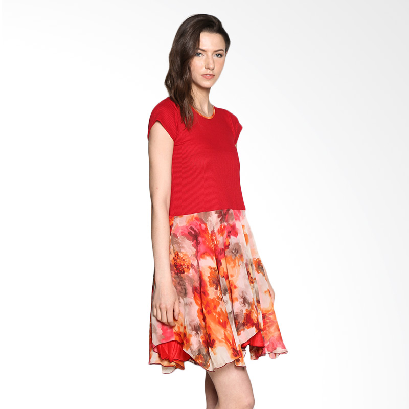 Nulu Karyn NL 578 Dress - Red/ Orange Print