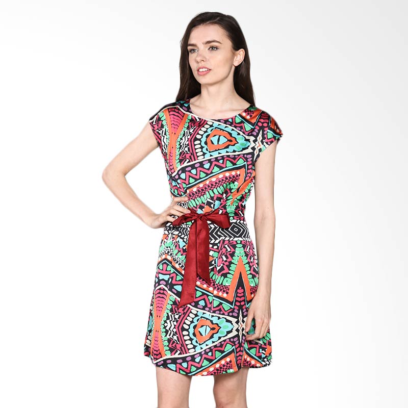 Nulu Maisha NL 093 Dress Wanita - Multicolor/Abstract Print
