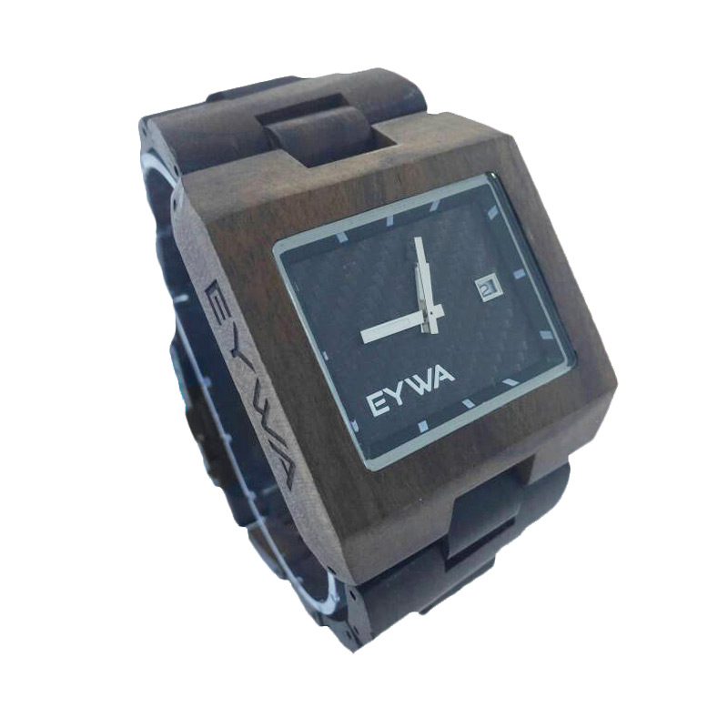 OEM Eywa 03DBB Kayu Asli Jam Tangan Pria - Dark Brown