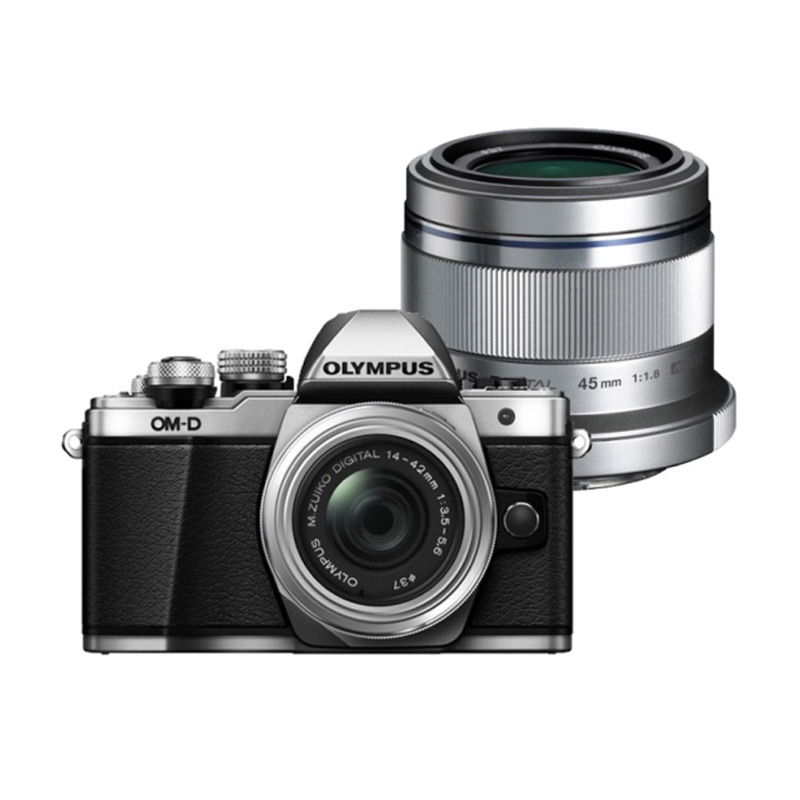 Olympus OM-D E-M10 Mark II Kit Lens 14-22mm EZ + Lens 45mm F1.8 Kamera Mirrorless - Silver + Free Memory SDHC 8 GB