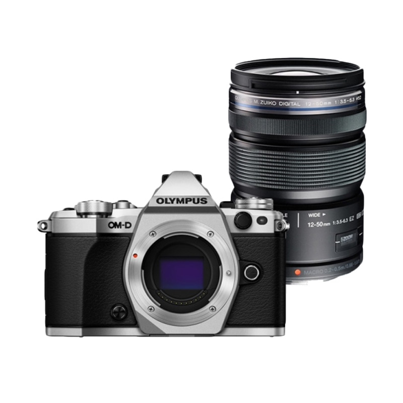 Olympus OM-D E-M5 Mark II Kit 12-50mm EZ + M.Zuiko 45mm Premium Kamera Mirrorless - Silver + Free LCD Screen Guard