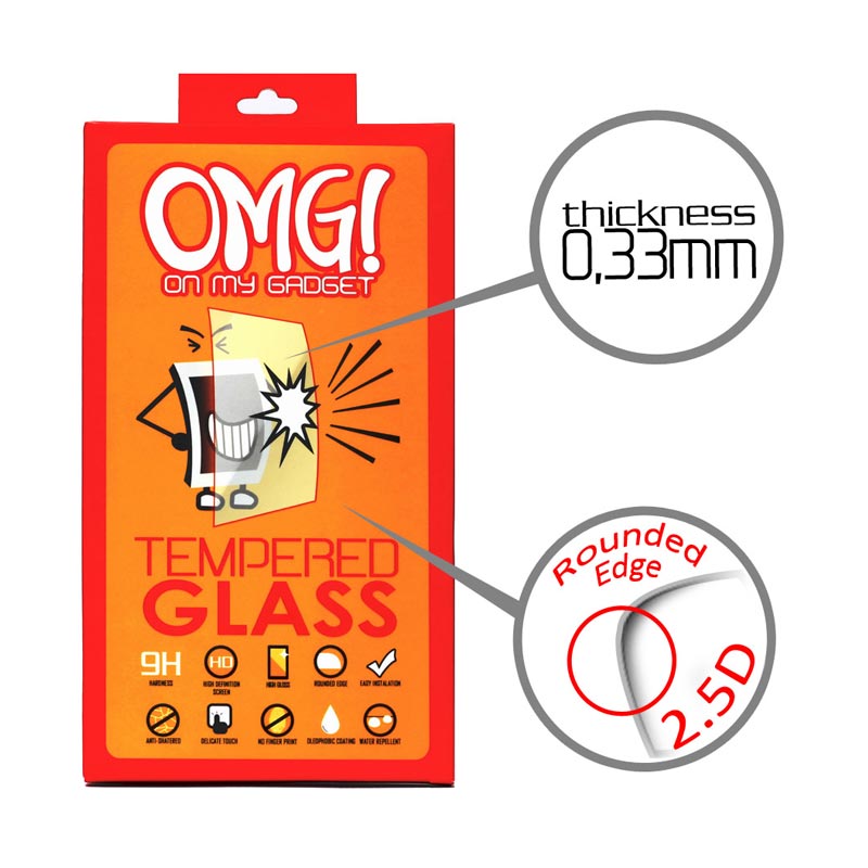 harga OMG! Tempered Glass Screen Protector for Samsung Galaxy A8 [9H/Rounded Edge