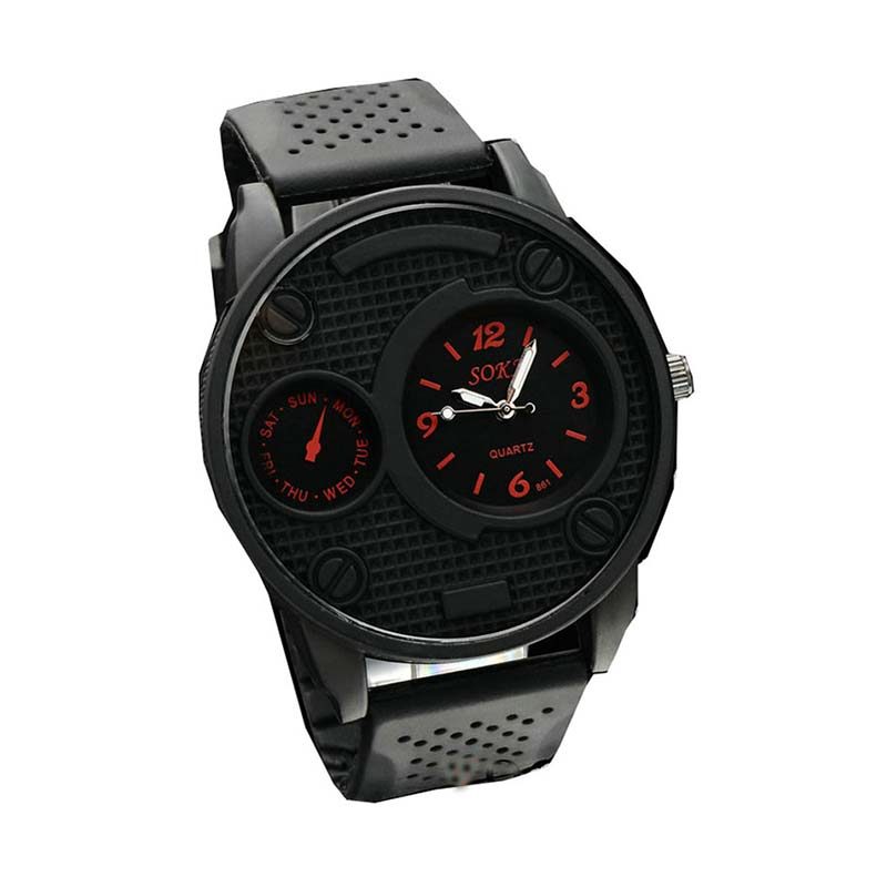 Ormano Black G Silicone Watch Jam Tangan Pria - Hitam-Merah