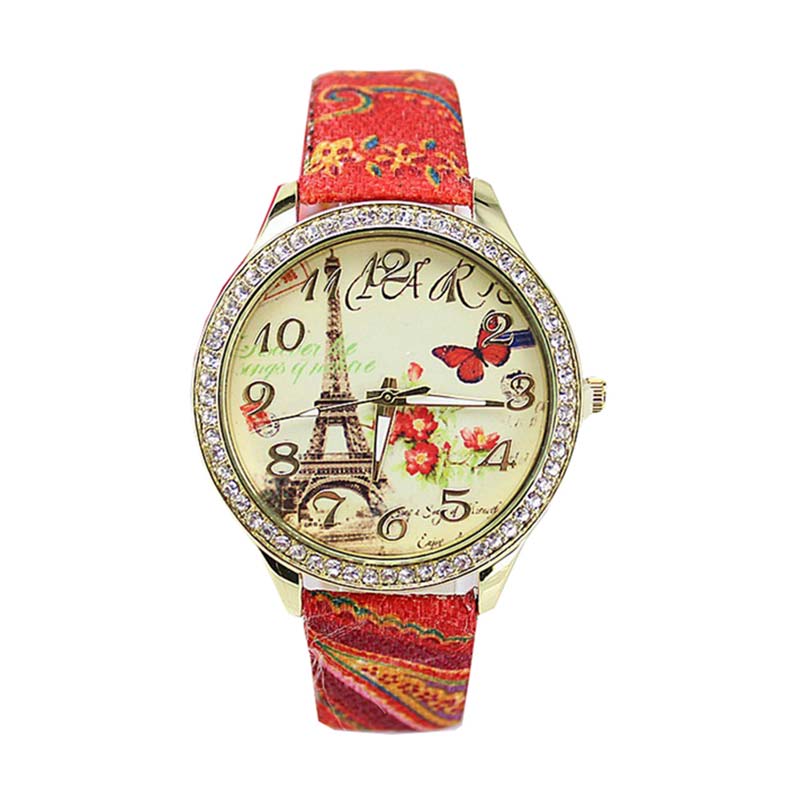 Ormano Fashion Eiffel Flower Watch Jam Tangan Wanita - Red