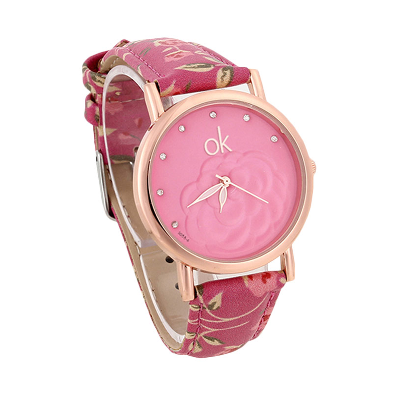 Ormano Fashion Simple Rose Jam Tangan Wanita - Hot Pink