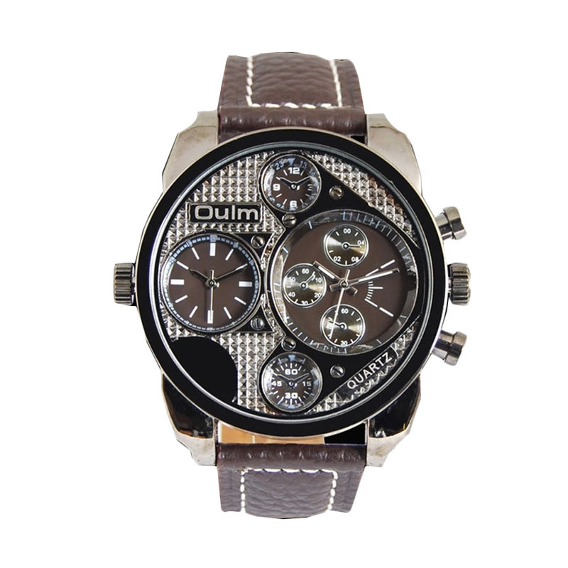 Ormano OULM Grand Dual Time L-Watch Jam Tangan Pria - Coklat Hitam