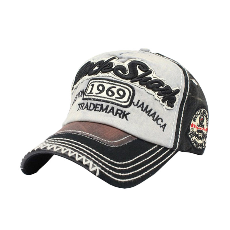 ... harga Ormano Topi Baseball Snapback Cap Korean Hip Hop Rock Shank Cap Hitam Putih Abu