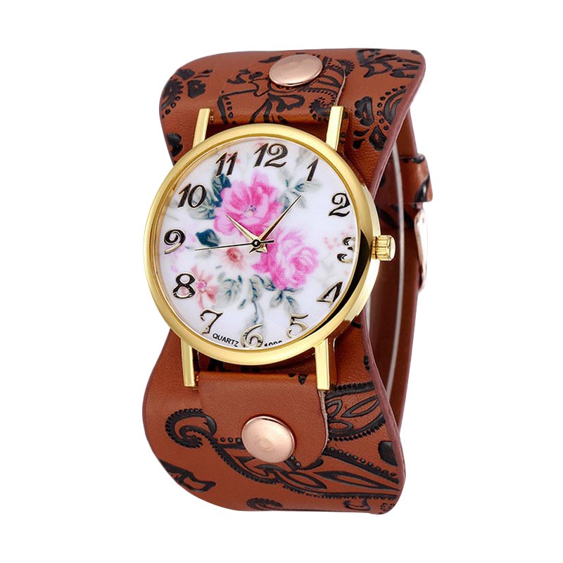 Ormano Velly Vintage Watch Jam Tangan Wanita - Coklat Putih