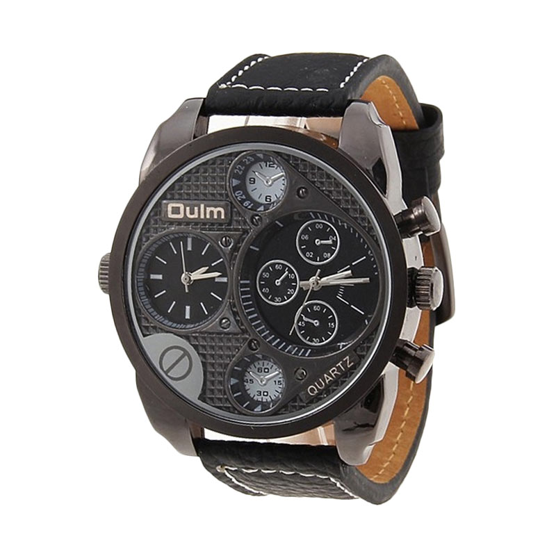 OULM Grand Dual Time L-Watch Jam Tangan Pria - Hitam