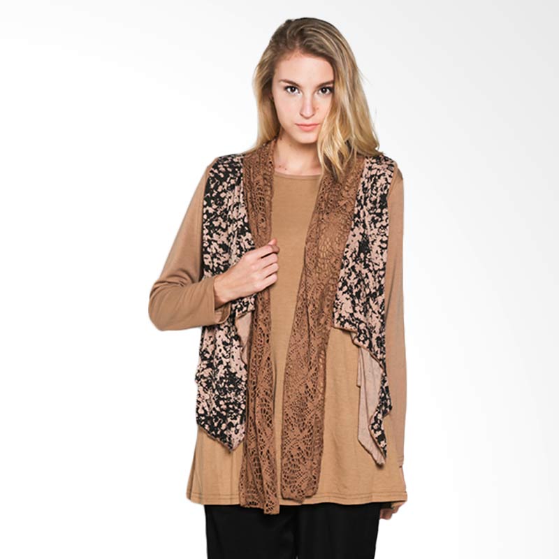 Outline Apparel Esme 121101816 Blouse with Cardi - Brown