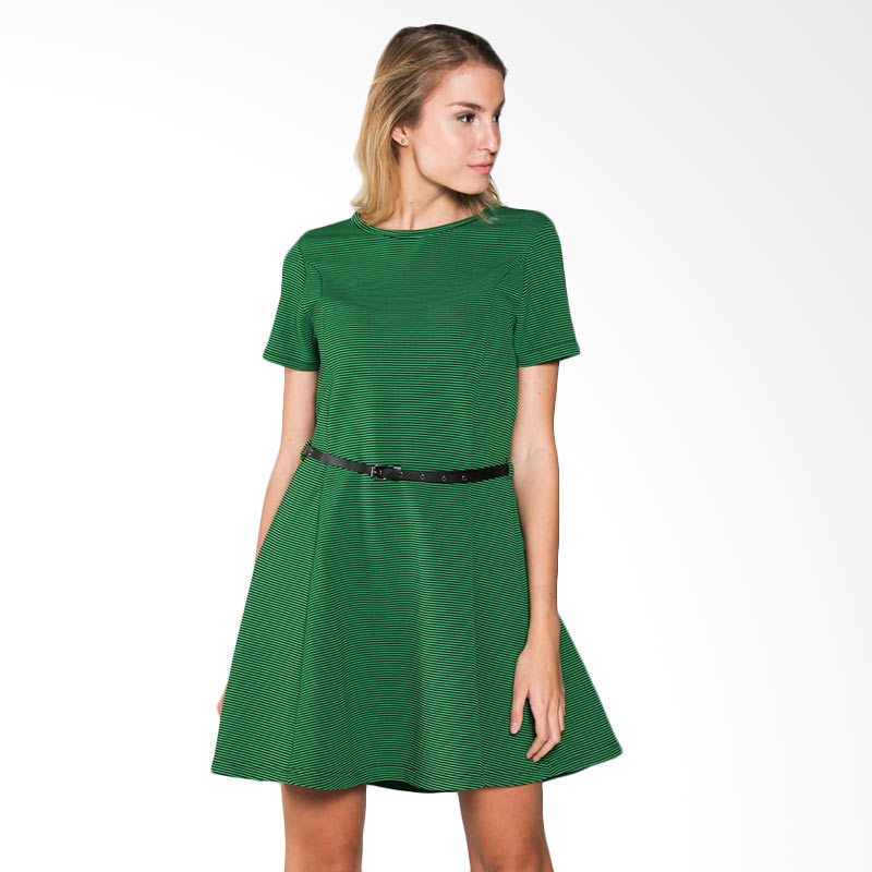 Outline Apparel Lacole A-Line Belt 111101708 Dress - Green