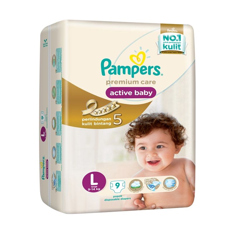 Jual Pampers Premium Care Tapped L Diaper Bayi [9 Pcs