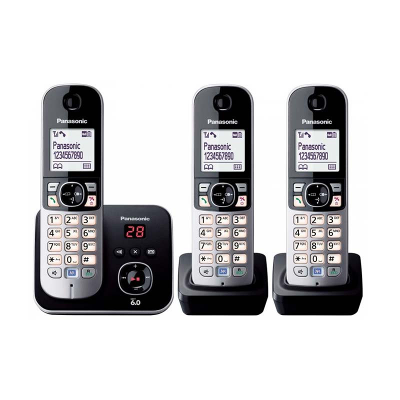 Jual Panasonic Cordless Phone KXTG6823 Wireless with 3 Handsets [Mesin