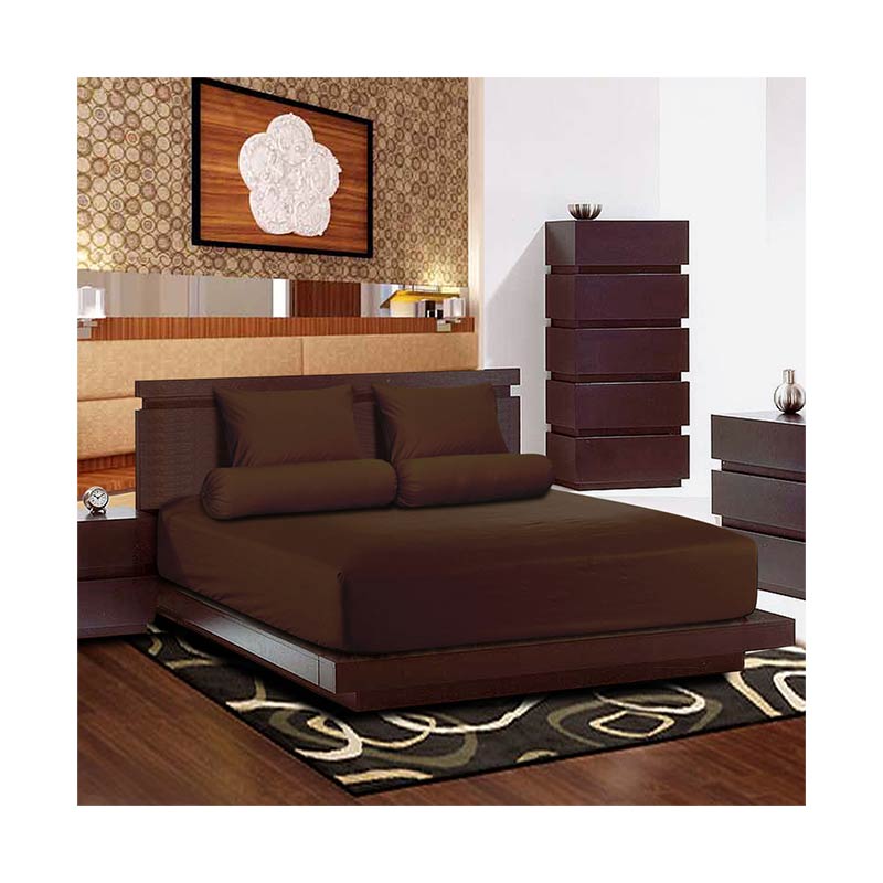 Jual Pantone Polos Cokelat Bed Sheet Set King Brown di Seller House