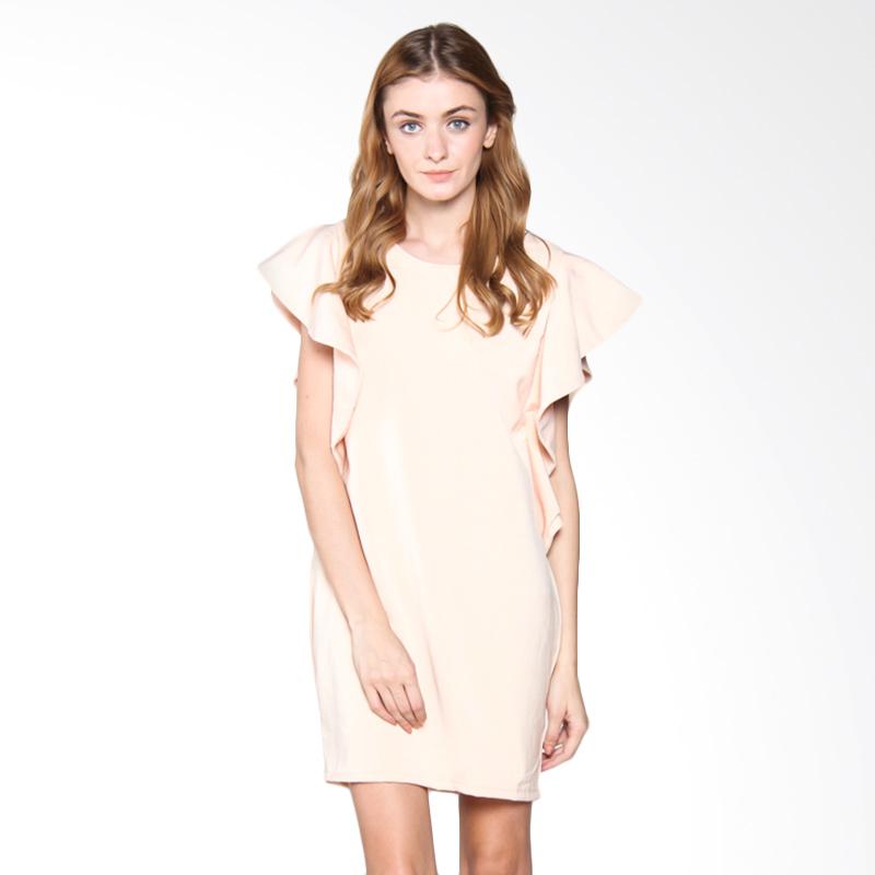 Jual Papercut Fashion Qonnoq Ruffle Sleeve Dress - Peach