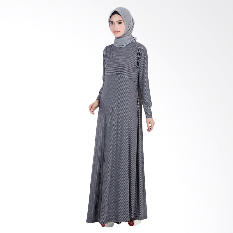 Paradise Line Maxi Long Dress - Black Grey