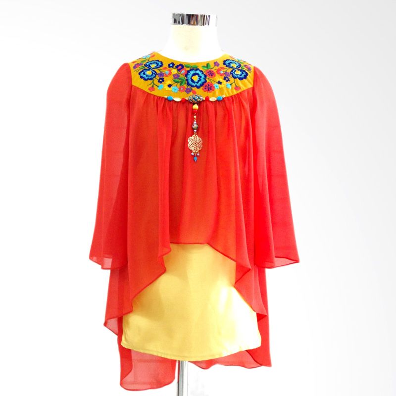 PMC Gamis Siffon Orange Gold Baju Muslim Anak Perempuan