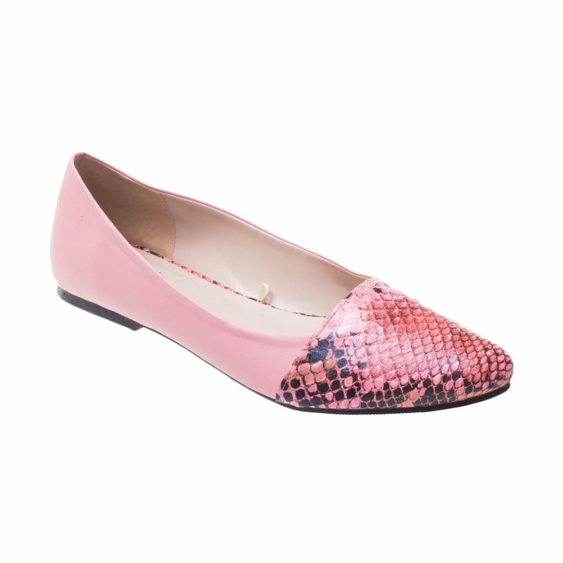 Poplin Shoes Risqa Phyton Salmon Pink Flat