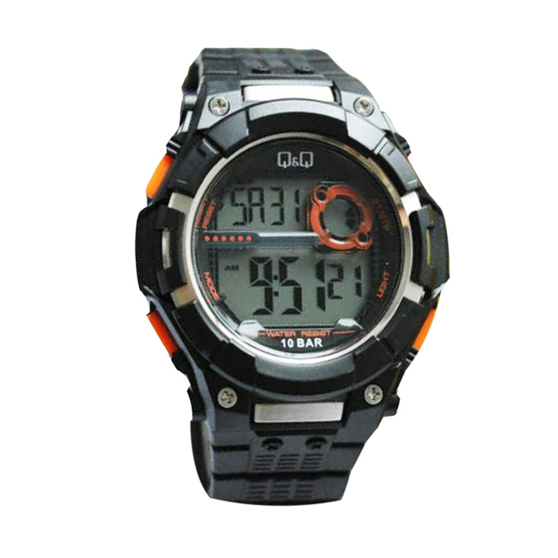 Q&Q M121 Digital Watch Jam Tangan Pria - Black Orange