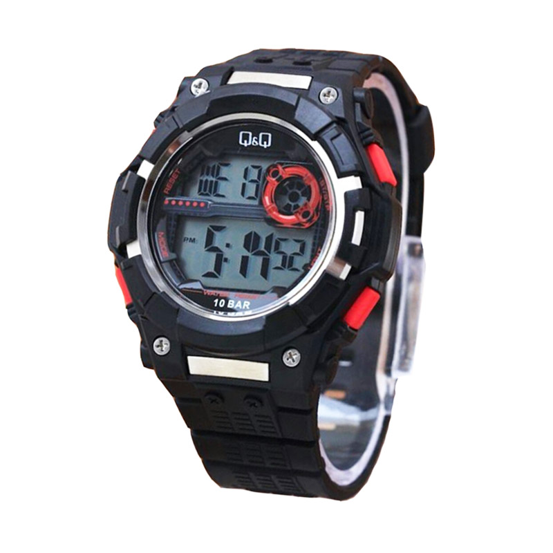 Q&Q M121BR Digital Watch Jam Tangan Pria - Black Red