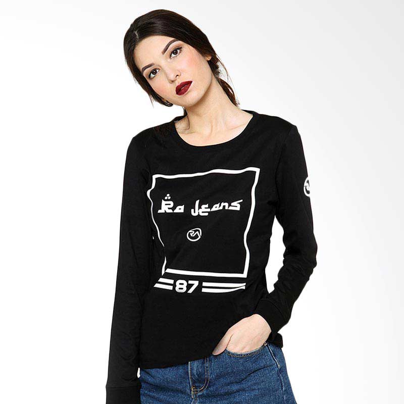 RA Jeans Ladies Arabic Letter RAW4 090B LS T-Shirt - Hitam