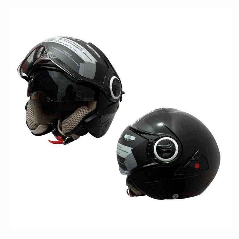 Jual Snail Helm 2 Kaca Half Face Retro 622 Hitam Online