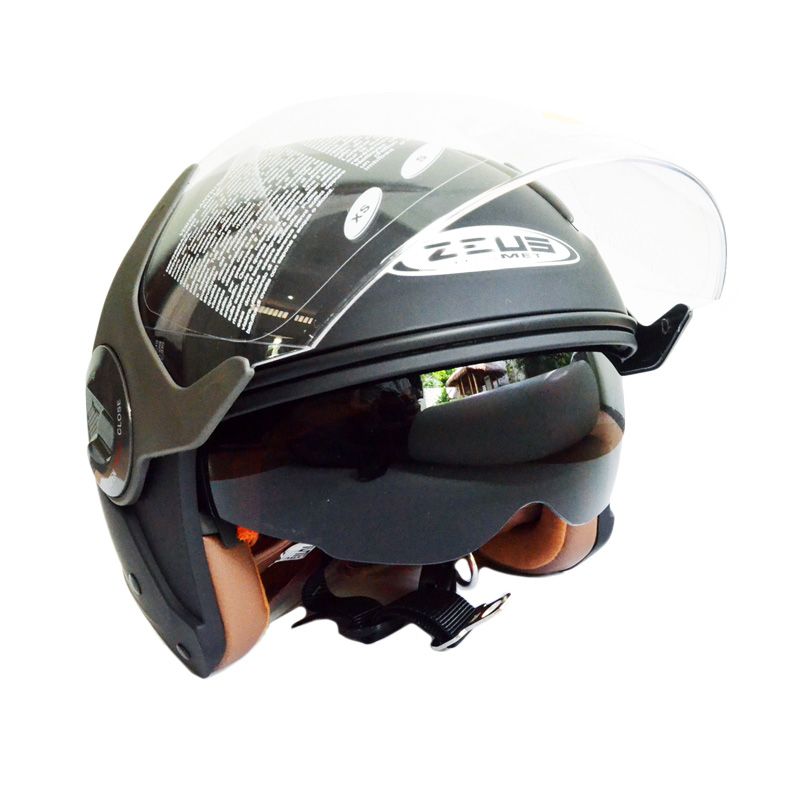 Jual Zeus ZS612A Polos Hitam Dope Helm Half Face di Seller Raja Motor Official Store Kota