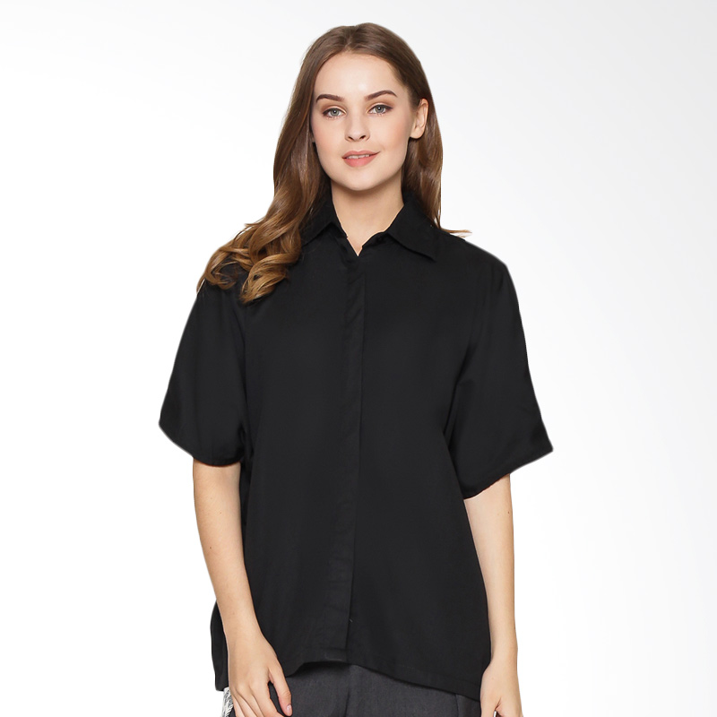 REE Oversized Shirt Atasan Wanita - Black